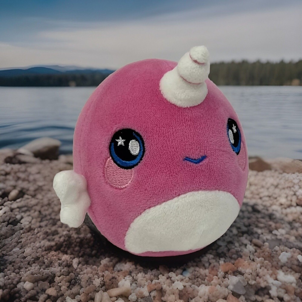 Squeezamals Pink Narcissa Narwhal Plush Squishy 4 Inch Soft Stuffed Animal Toy